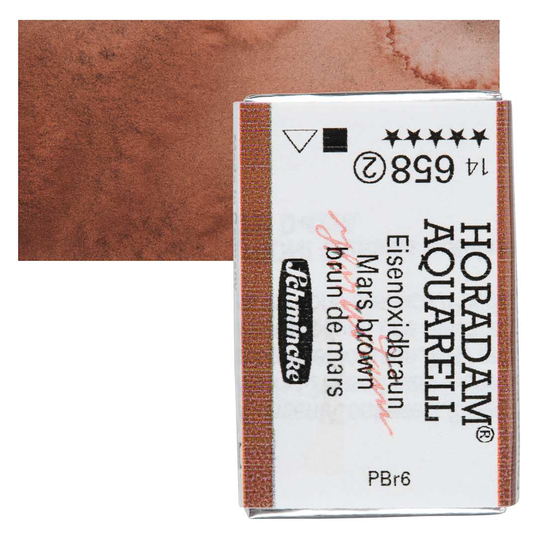 Open in modal - Schmincke Horadam Aquarell Watercolor - Mars Brown, Full Pan and swatch