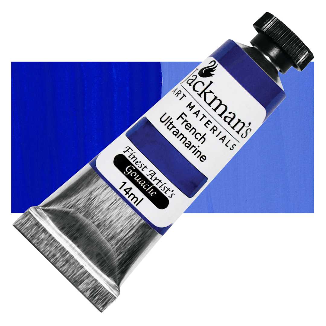 Open in modal - Jackman's Finest Artists' Gouache - French Ultramarine Blue, 14 ml  tube and swatch