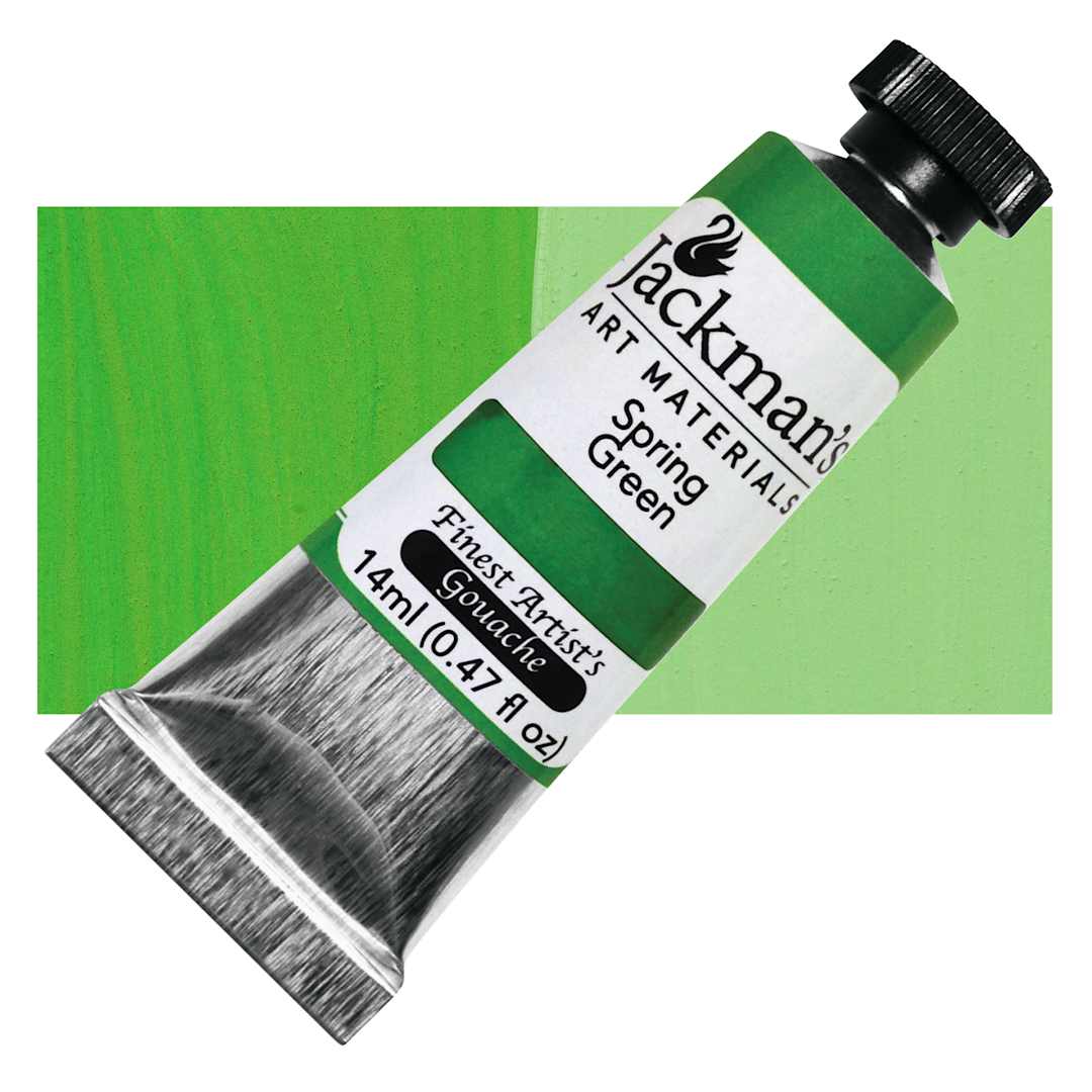Open in modal - Jackman's Finest Artists' Gouache - Spring Green, 14 ml tube and swatch