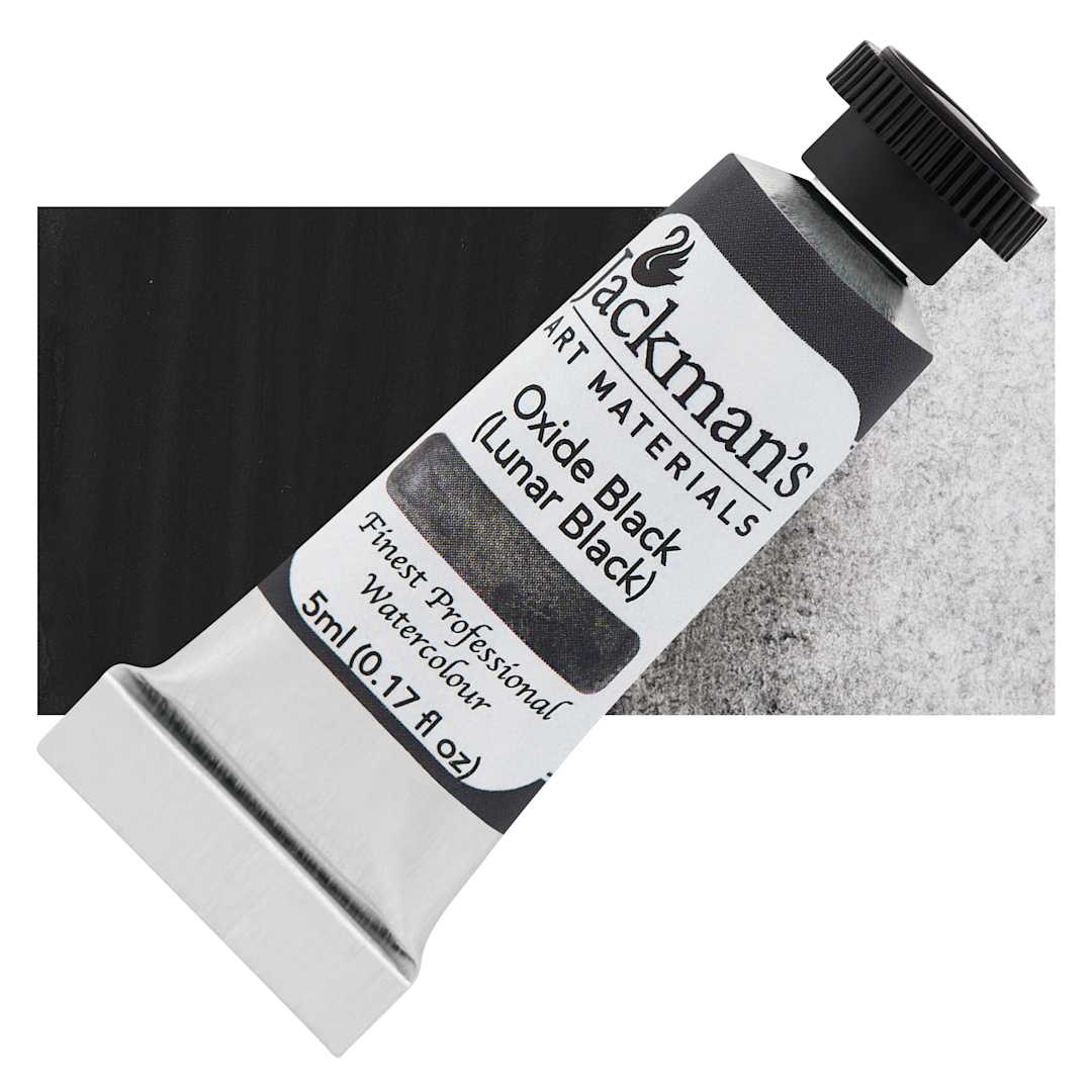 Open in modal - Jackman's Finest Professional Watercolour - Oxide Black (Lunar Black), 5 ml Tube and Swatch