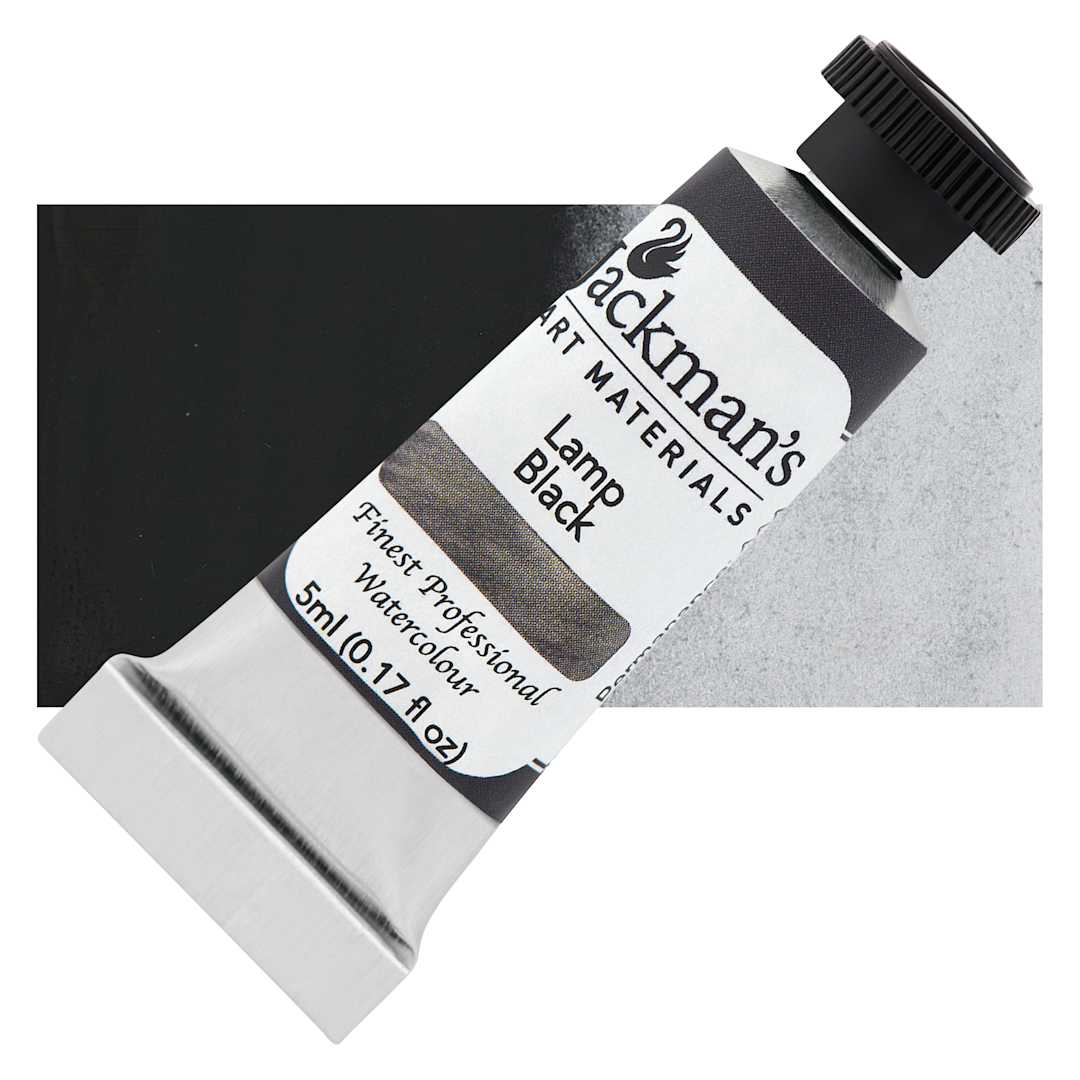 Open in modal - Jackman's Finest Professional Watercolour - Lamp Black, 5 ml Tube and Swatch