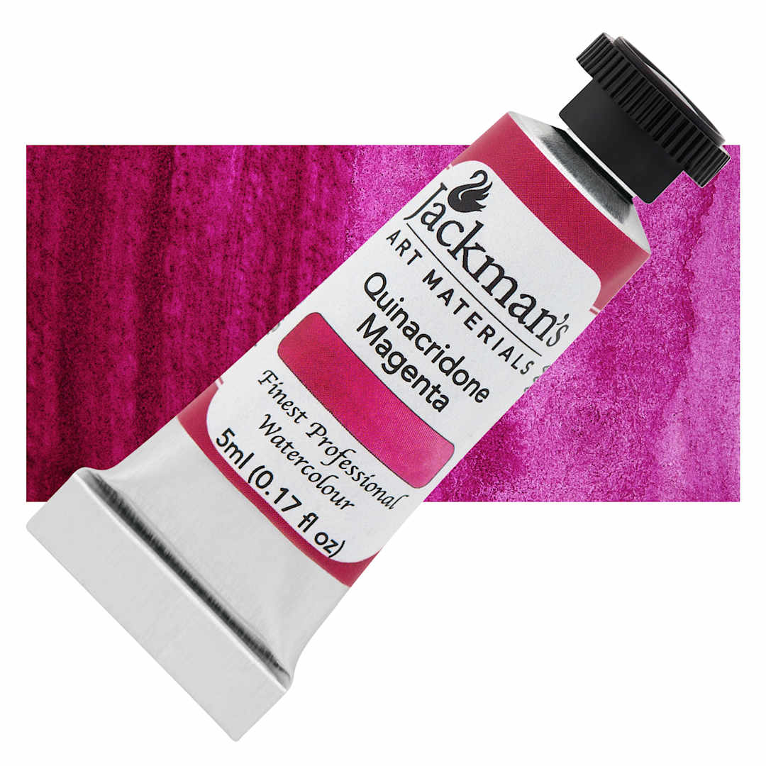 Open in modal - Jackman's Finest Professional Watercolour - Quinacridone Magenta, 5 ml Tube and Swatch