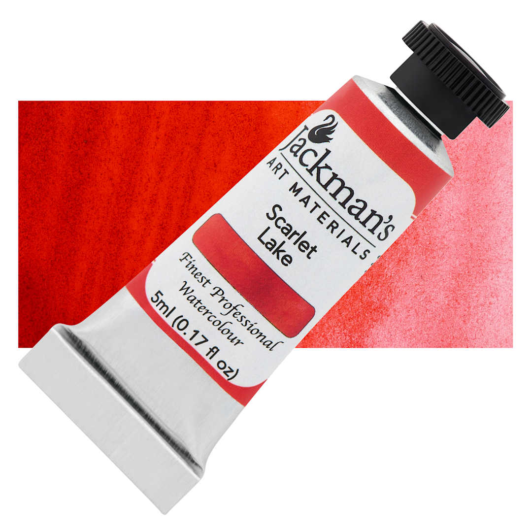 Open in modal - Jackman's Finest Professional Watercolour - Scarlet Lake, 5 ml Tube and Swatch