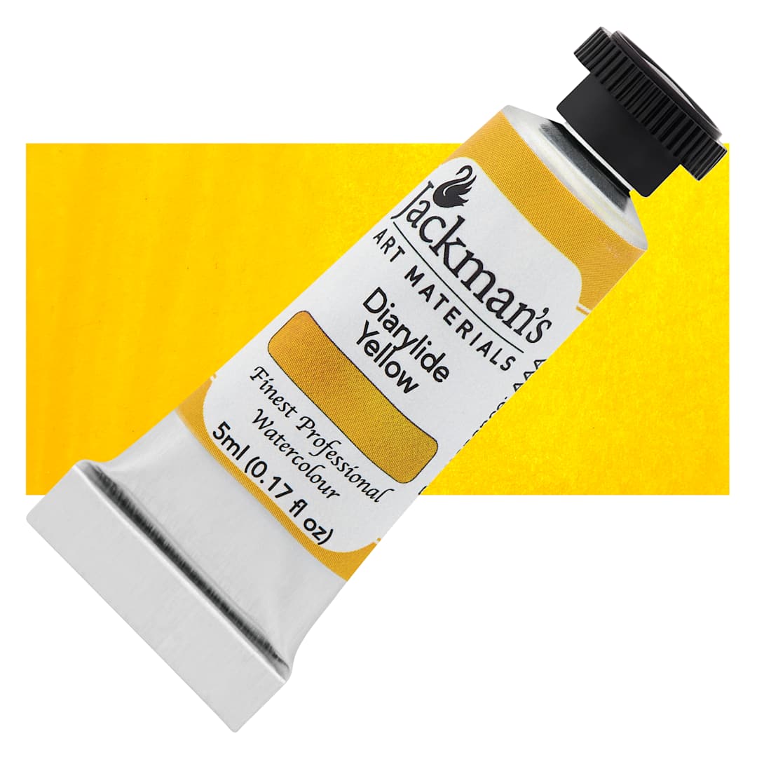 Open in modal - Jackman's Finest Professional Watercolour - Diarylide Yellow, 5 ml Tube and Swatch