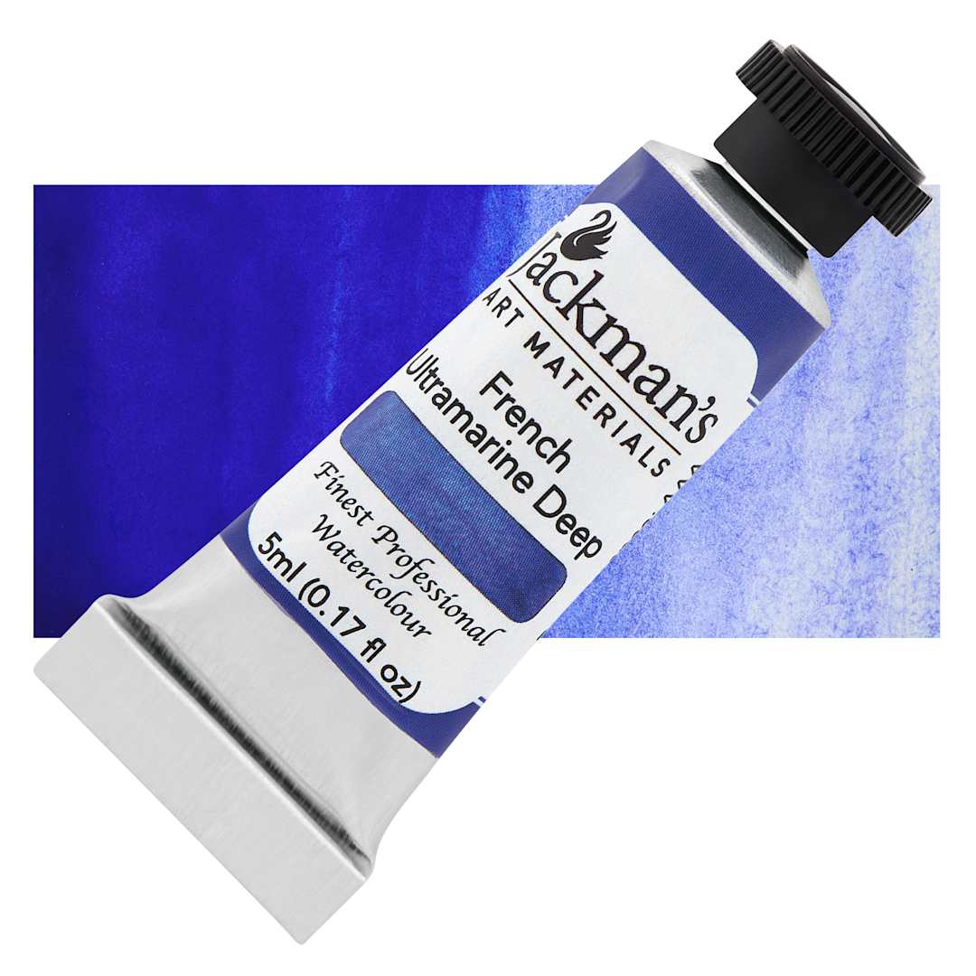 Open in modal - Jackman's Finest Professional Watercolour - French Ultramarine Deep, 5 ml Tube and Swatch