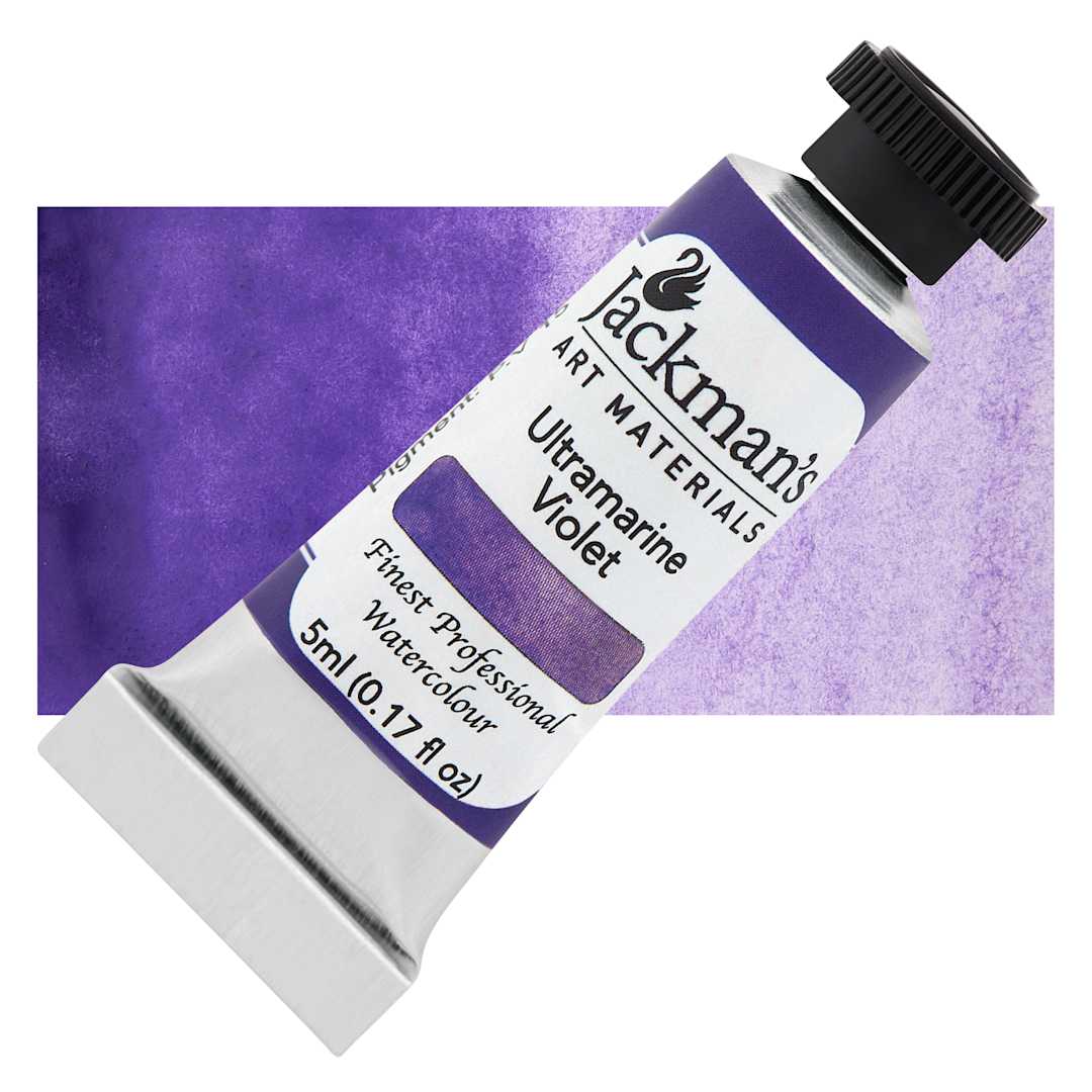 Open in modal - Jackman's Finest Professional Watercolour - Ultramarine Violet, 5 ml Tube and Swatch