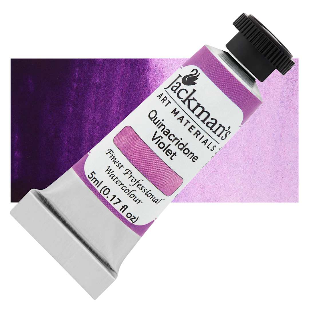 Open in modal - Jackman's Finest Professional Watercolour - Quinacridone Violet, 5 ml Tube and Swatch