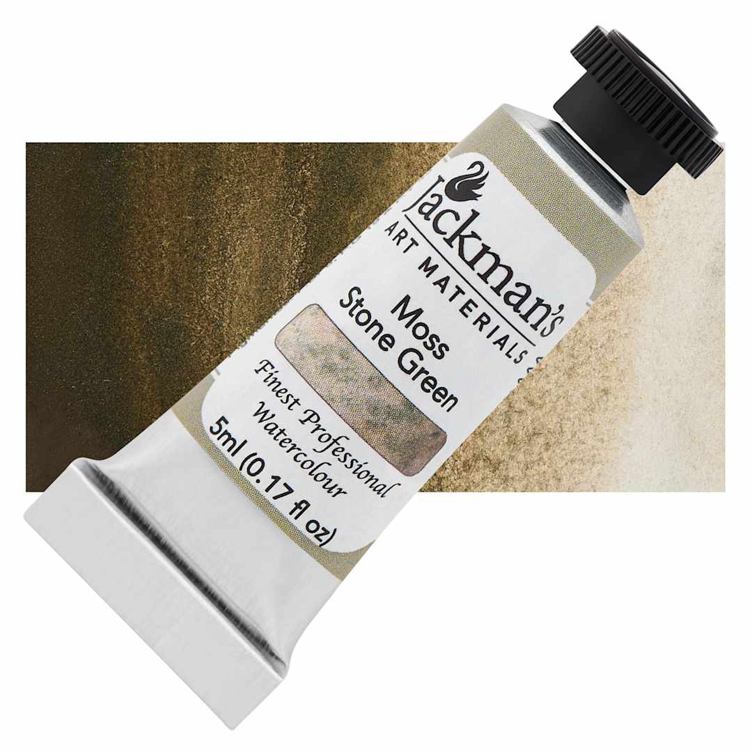Open in modal - Jackman's Finest Professional Watercolour - Moss Stone Green, 5 ml Tube and Swatch