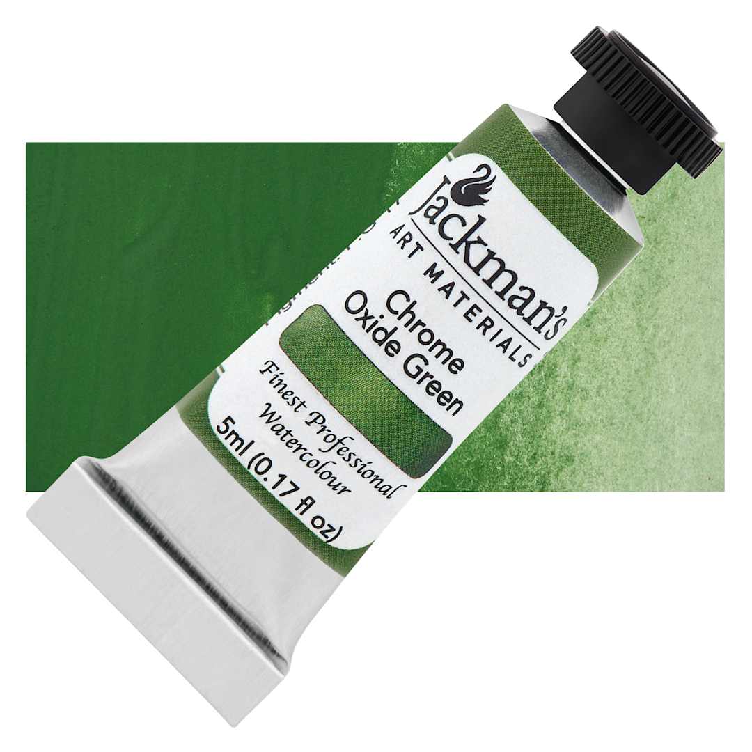 Open in modal - Jackman's Finest Professional Watercolour - Chrome Oxide Green, 5 ml Tube and Swatch
