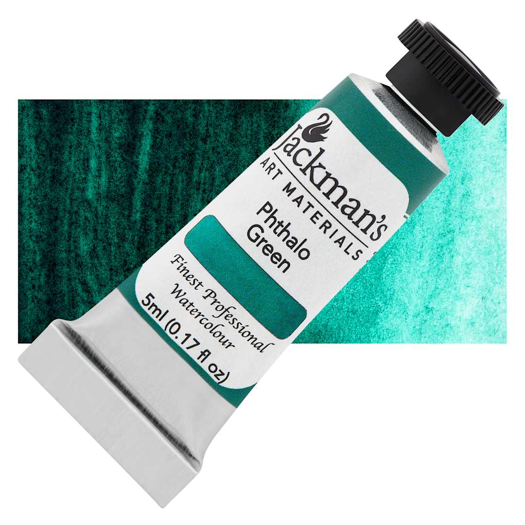 Open in modal - Jackman's Finest Professional Watercolour - Phthalo Green, 5 ml Tube and Swatch