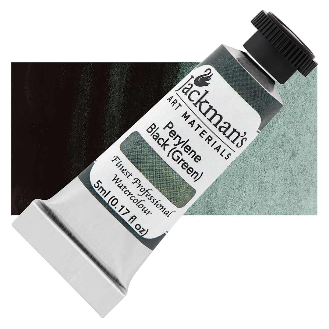 Open in modal - Jackman's Finest Professional Watercolour - Perylene Black (Green), 5 ml Tube and Swatch