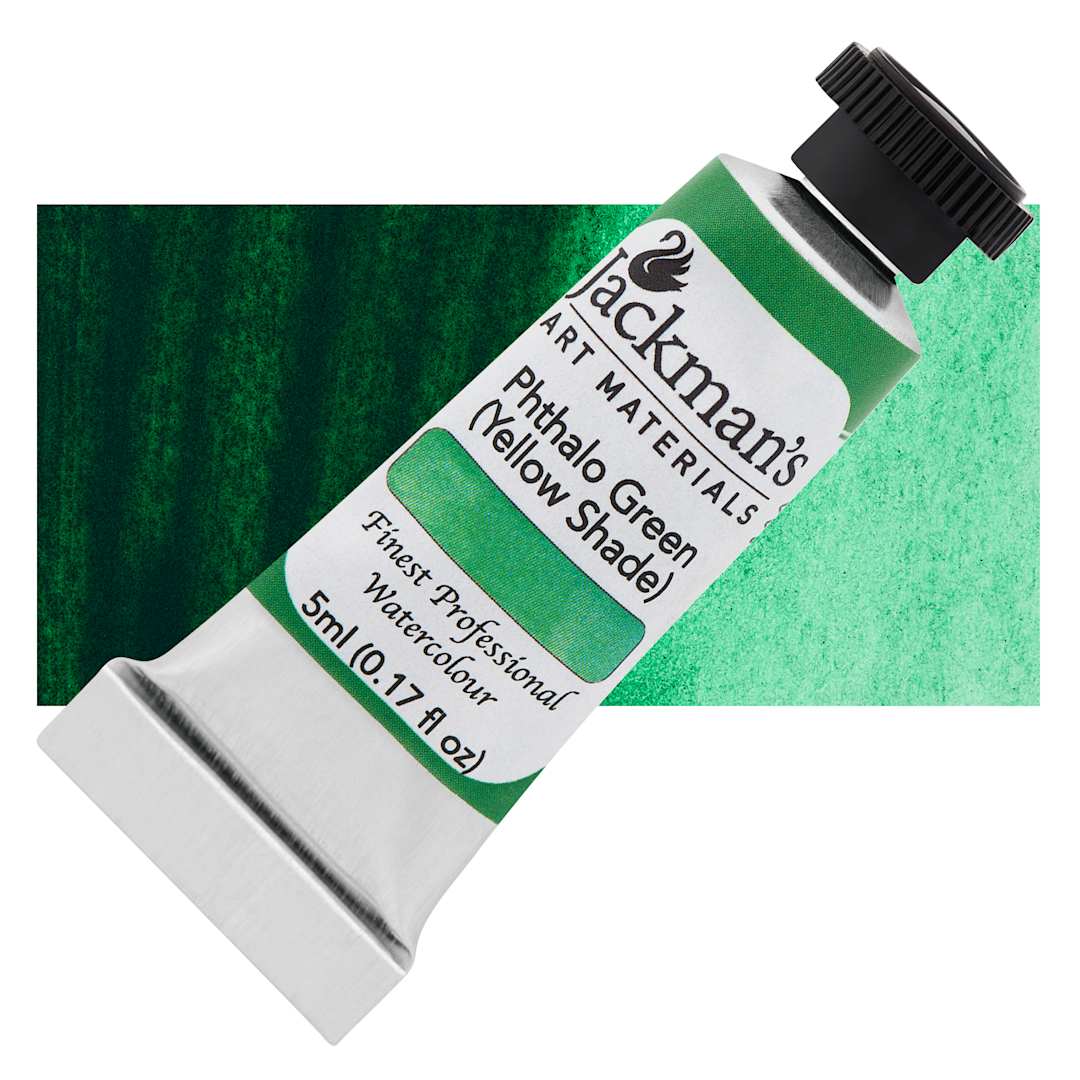 Open in modal - Jackman's Finest Professional Watercolour - Phthalo Green (Yellow Shade), 5 ml Tube and Swatch