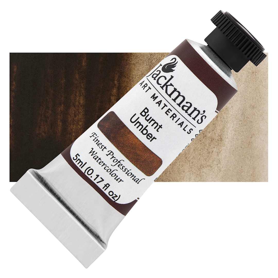 Open in modal - Jackman's Finest Professional Watercolour - Burnt Umber, 5 ml Tube and Swatch