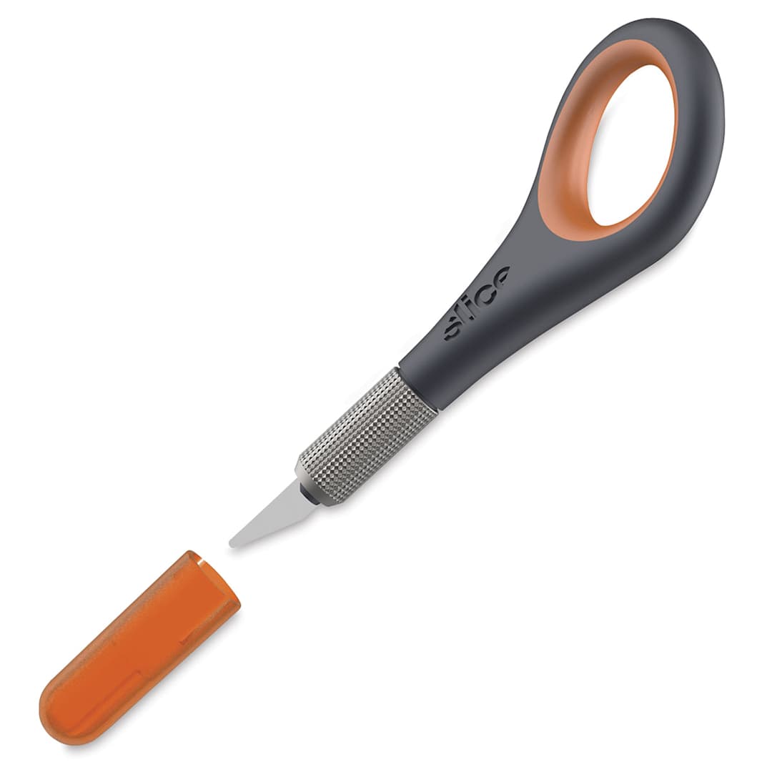 Open in modal - Slice Precision Knife - Angled Knife with Cap removed showing Ceramic Blade
