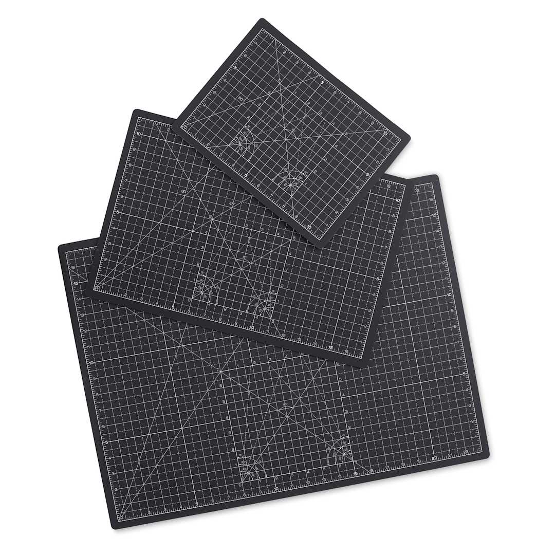 Open in modal - Angelus Self-Healing Cutting Mats - Variety of mats showing inch-marked side