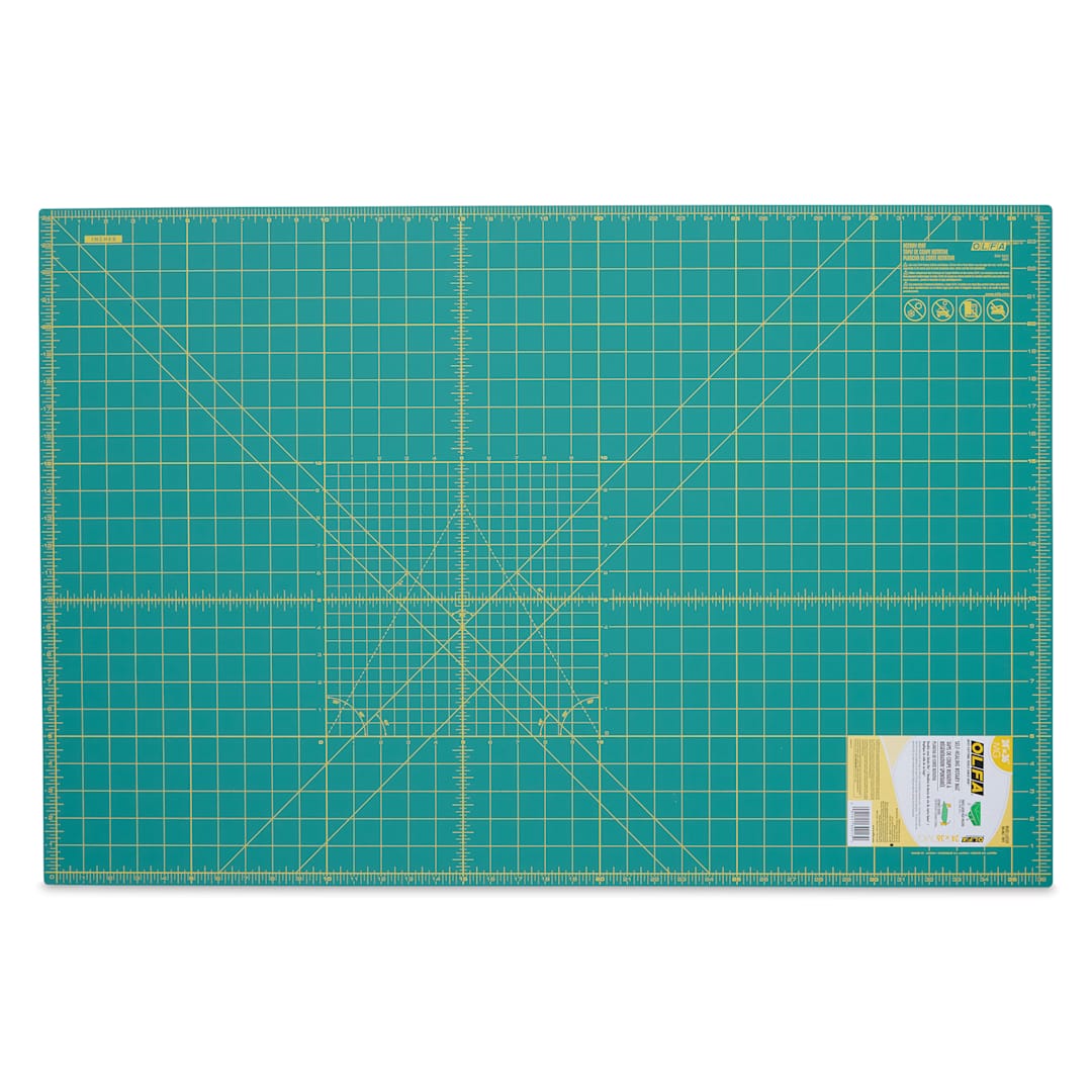 Open in modal - Olfa Self-Healing Rotary Cutting Mat - Green, 24" x 36", grid side