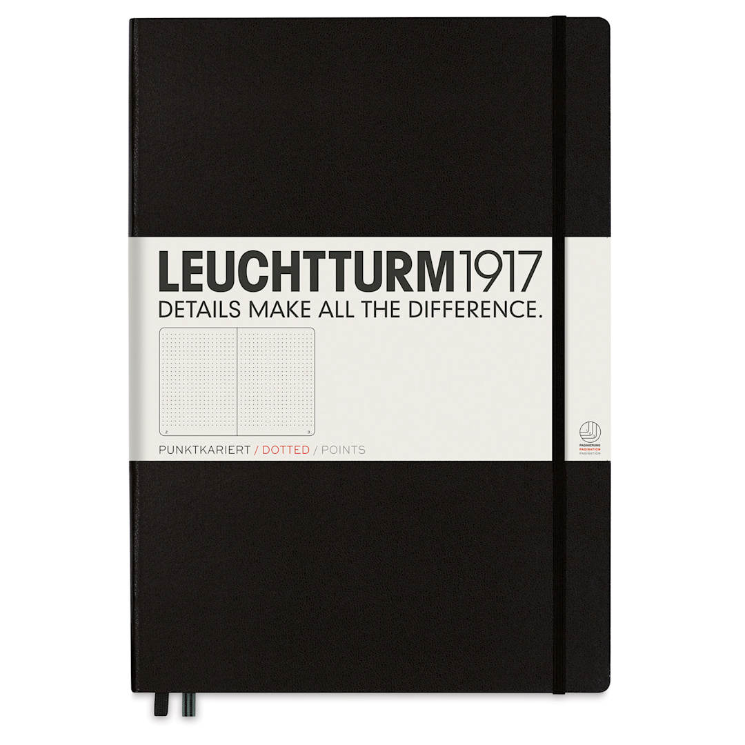 Open in modal - Leuchtturm1917 Dotted Hardbound Notebook - Black, 8-3/4" x 12-1/2"
