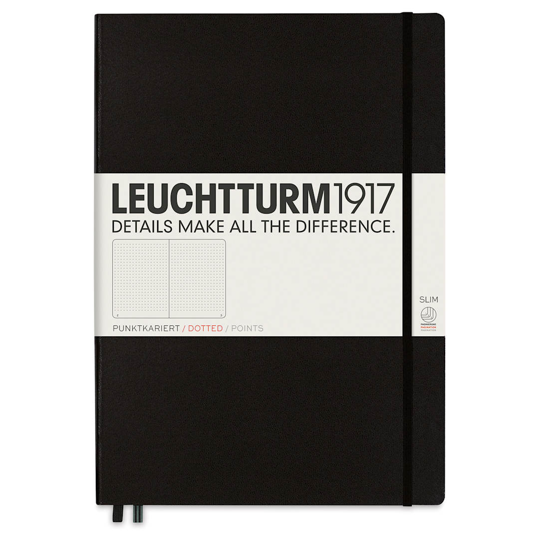 Open in modal - Leuchtturm1917 Dotted Hardbound Notebook - Black, Slim, 8-3/4" x 12-1/2"