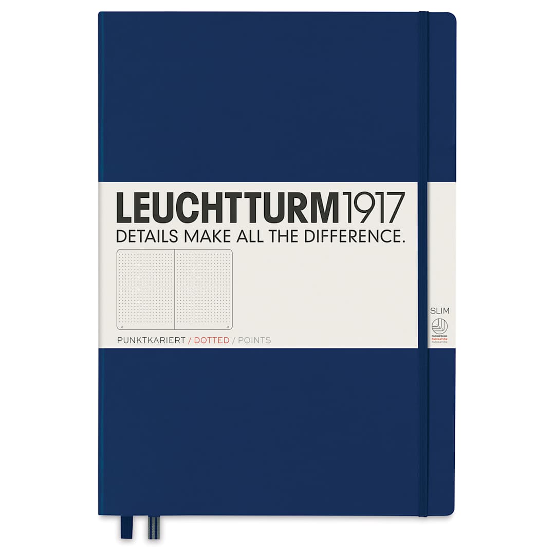 Open in modal - Leuchtturm1917 Dotted Hardbound Notebook - Navy, Slim, 8-3/4" x 12-1/2"