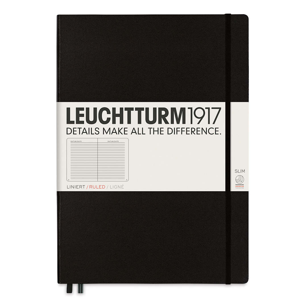 Open in modal - Leuchtturm1917 Ruled Hardbound Notebook - Black, Master Slim, 8-3/4" x 12-1/2"