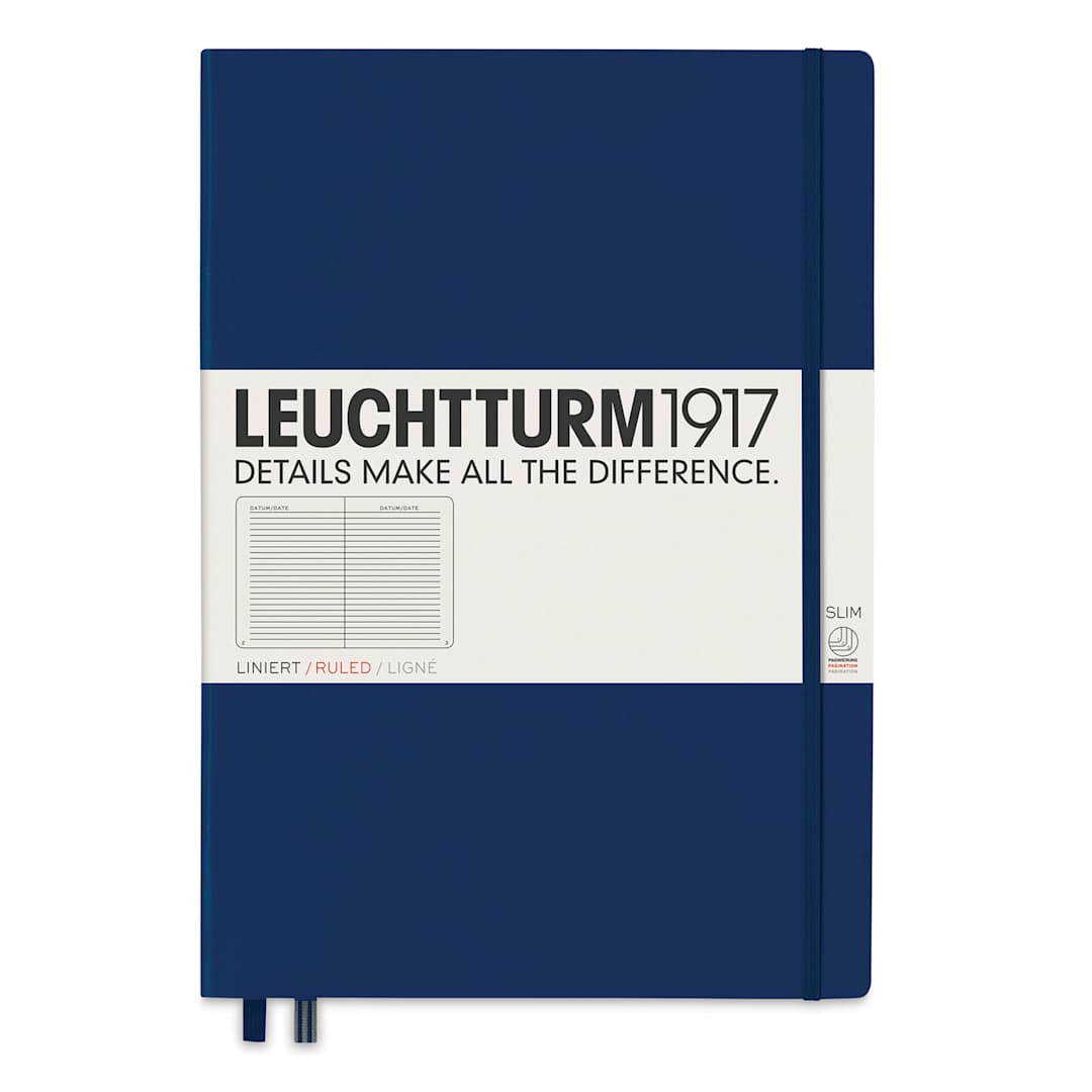 Open in modal - Leuchtturm1917 Ruled Hardbound Notebook - Navy, Master Slim, 8-3/4" x 12-1/2"