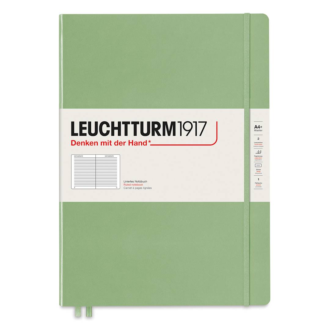 Open in modal - Leuchtturm1917 Ruled Hardbound Notebook - Sage, Master Slim, 8-3/4" x 12-1/2"