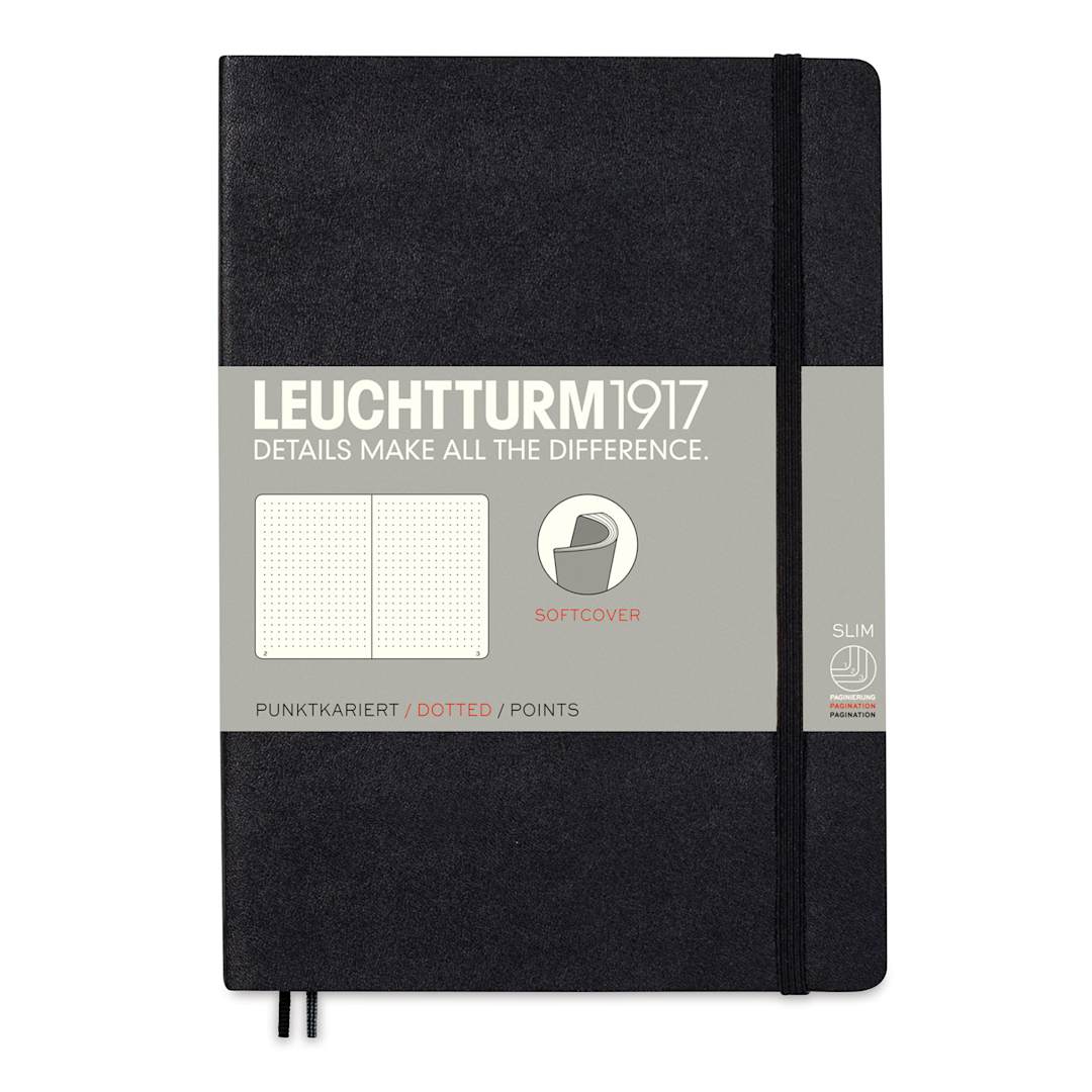 Open in modal - Leuchtturm1917 Dotted Softcover Notebook - Black, 5-3/4" x 8-1/4"