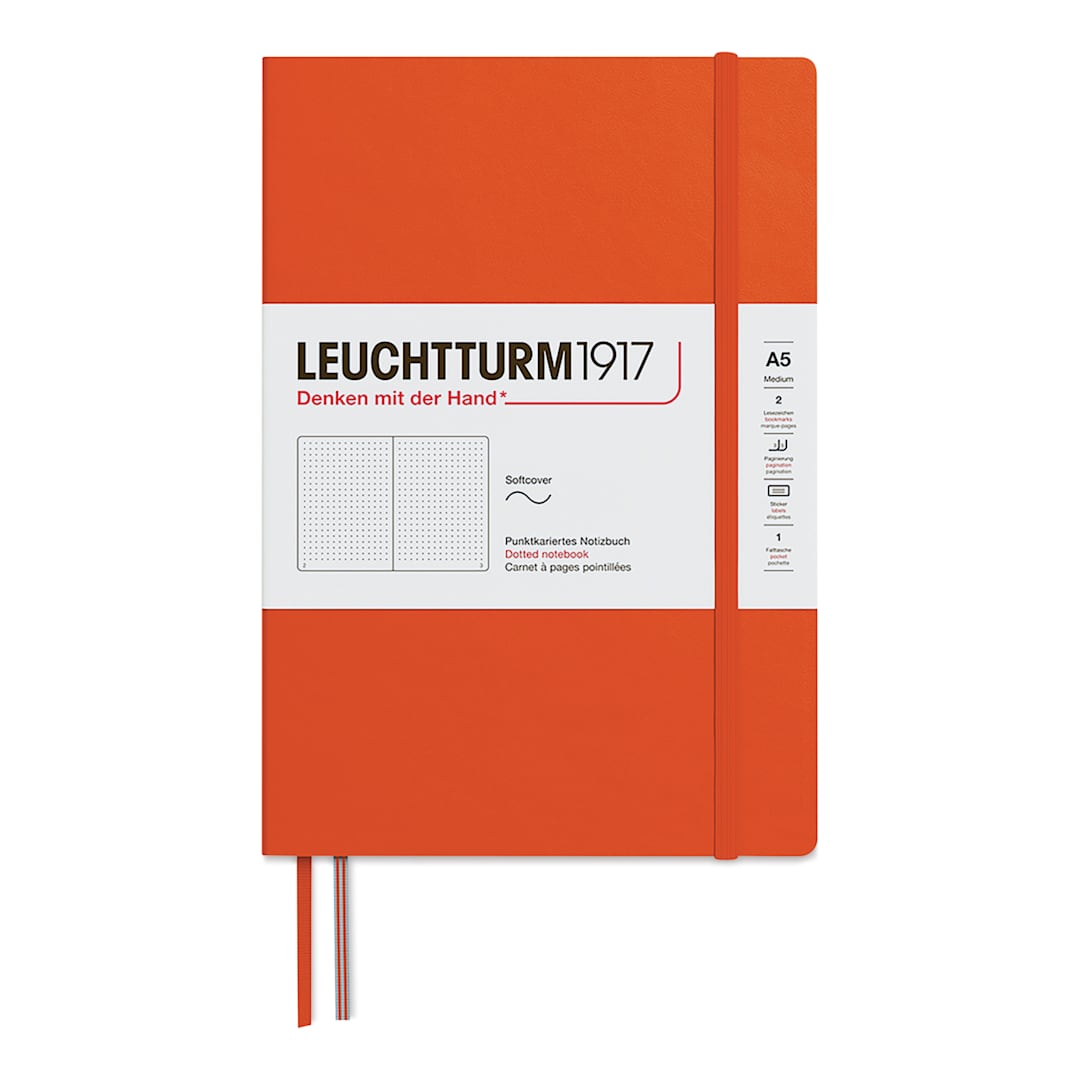 Open in modal - Leuchtturm1917 Dotted Softcover Notebook - Pumpkin, 5-3/4" x 8-1/4"