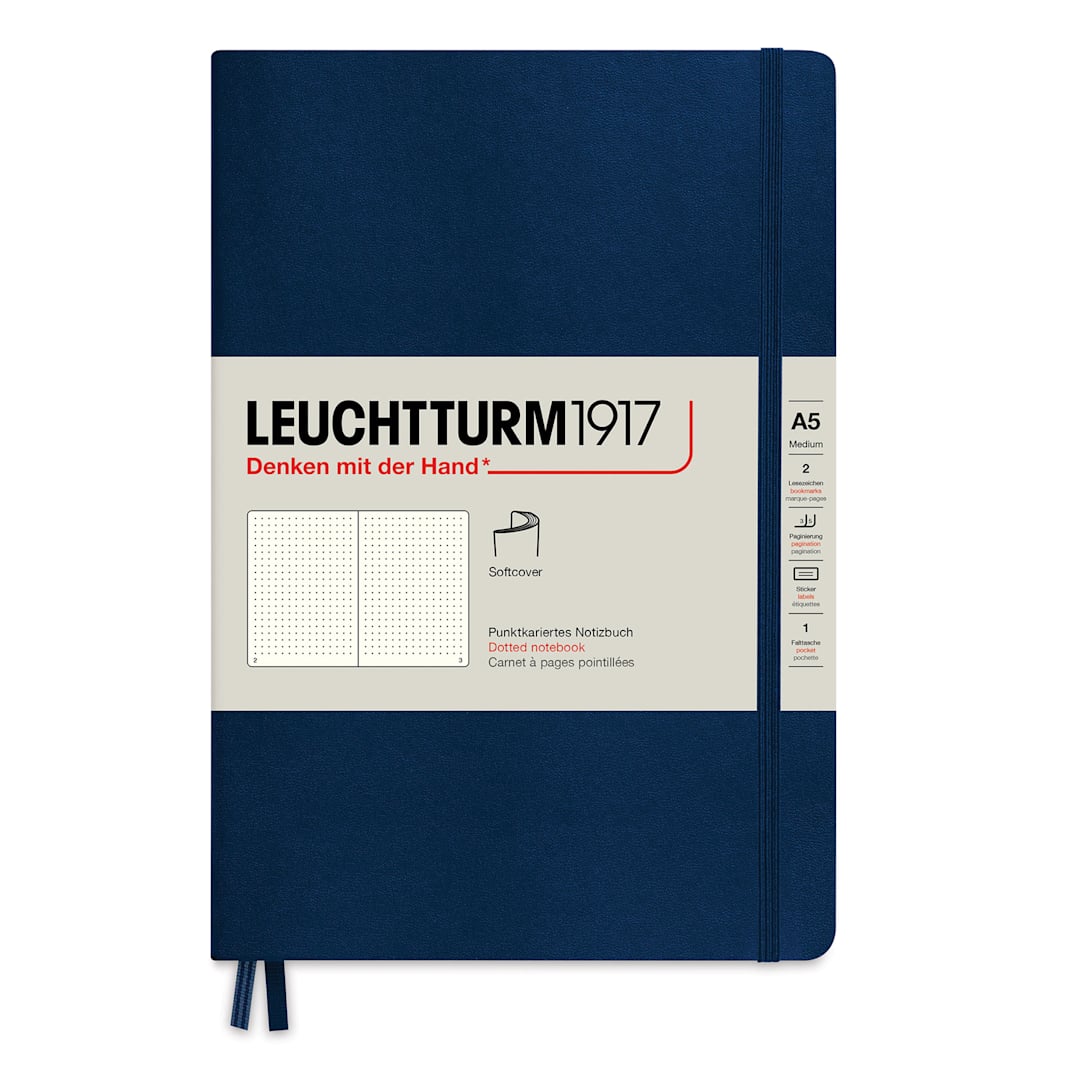 Open in modal - Leuchtturm1917 Dotted Softcover Notebook - Navy, 5-3/4" x 8-1/4"