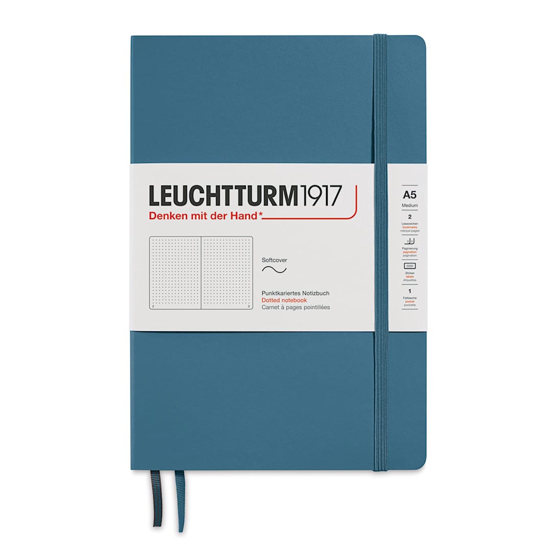 Open in modal - Leuchtturm1917 Dotted Softcover Notebook - Stone Blue, 5-3/4" x 8-1/4"
