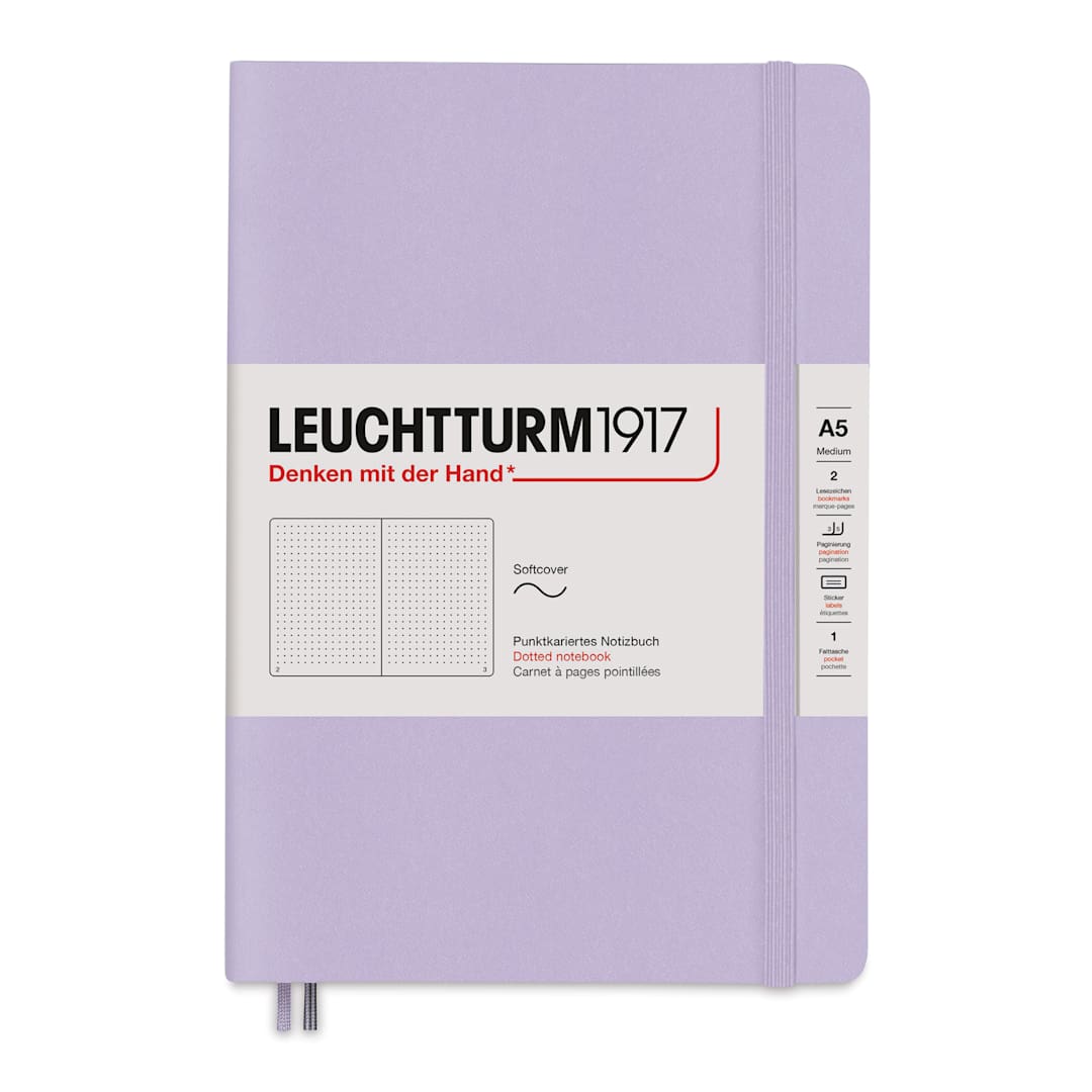 Open in modal - Leuchtturm1917 Dotted Softcover Notebook - Lilac, 5-3/4" x 8-1/4"