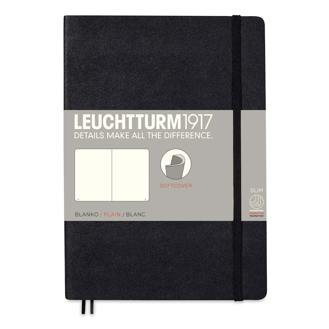 Open in modal - Leuchtturm1917 Blank Softcover Notebook - Black, 5-3/4" x 8-1/4"