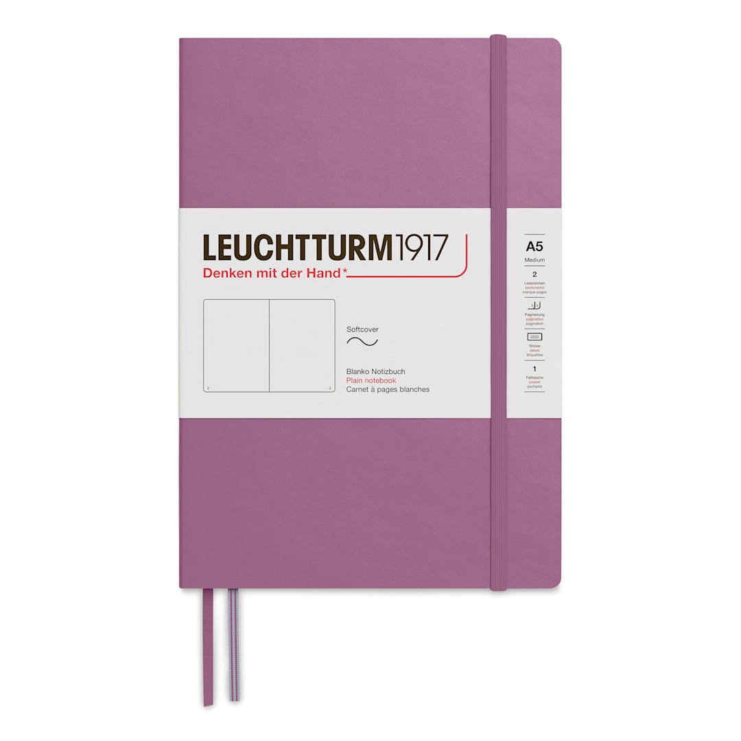 Open in modal - Leuchtturm1917 Blank Softcover Notebook - Dusty Rose, 5-3/4" x 8-1/4"