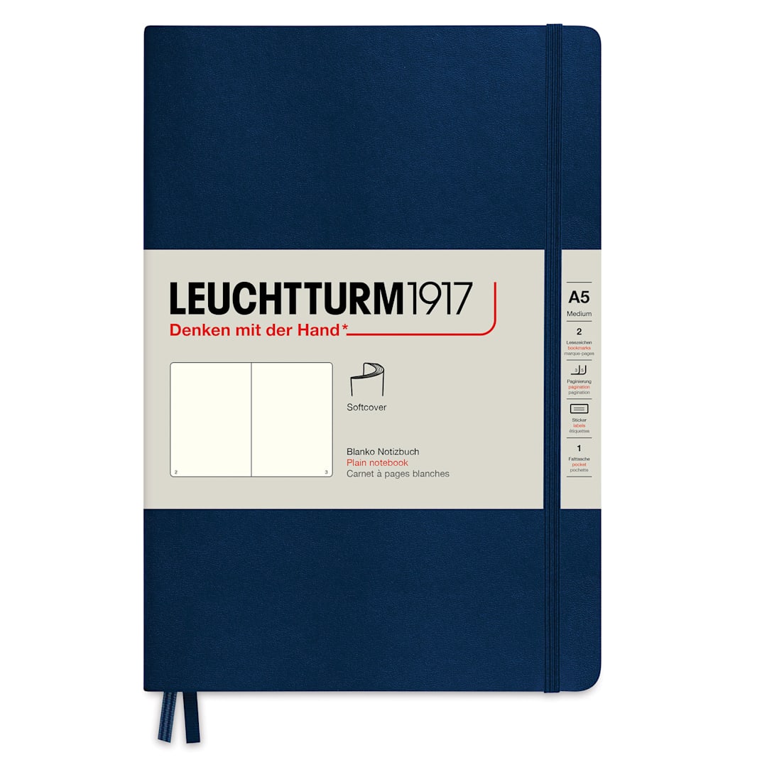 Open in modal - Leuchtturm1917 Blank Softcover Notebook - Navy, 5-3/4" x 8-1/4"