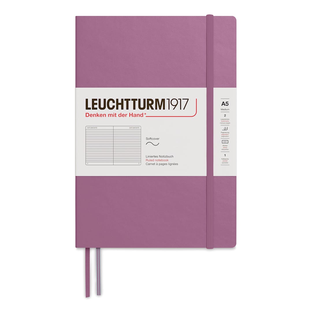 Open in modal - Leuchtturm1917 Ruled Softcover Notebook - Dusty Rose, 5-3/4" x 8-1/4"