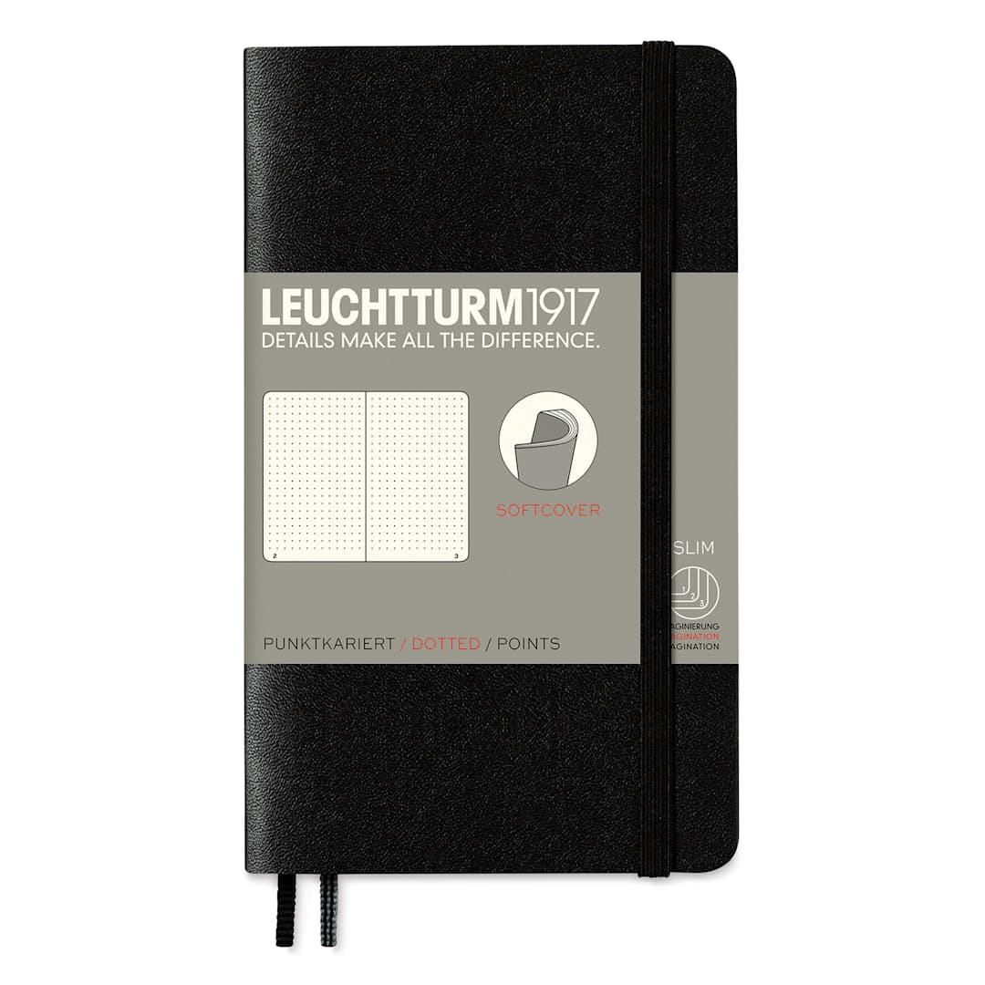 Open in modal - Leuchtturm1917 Dotted Softcover Notebook - Black, 3-1/2" x 6"