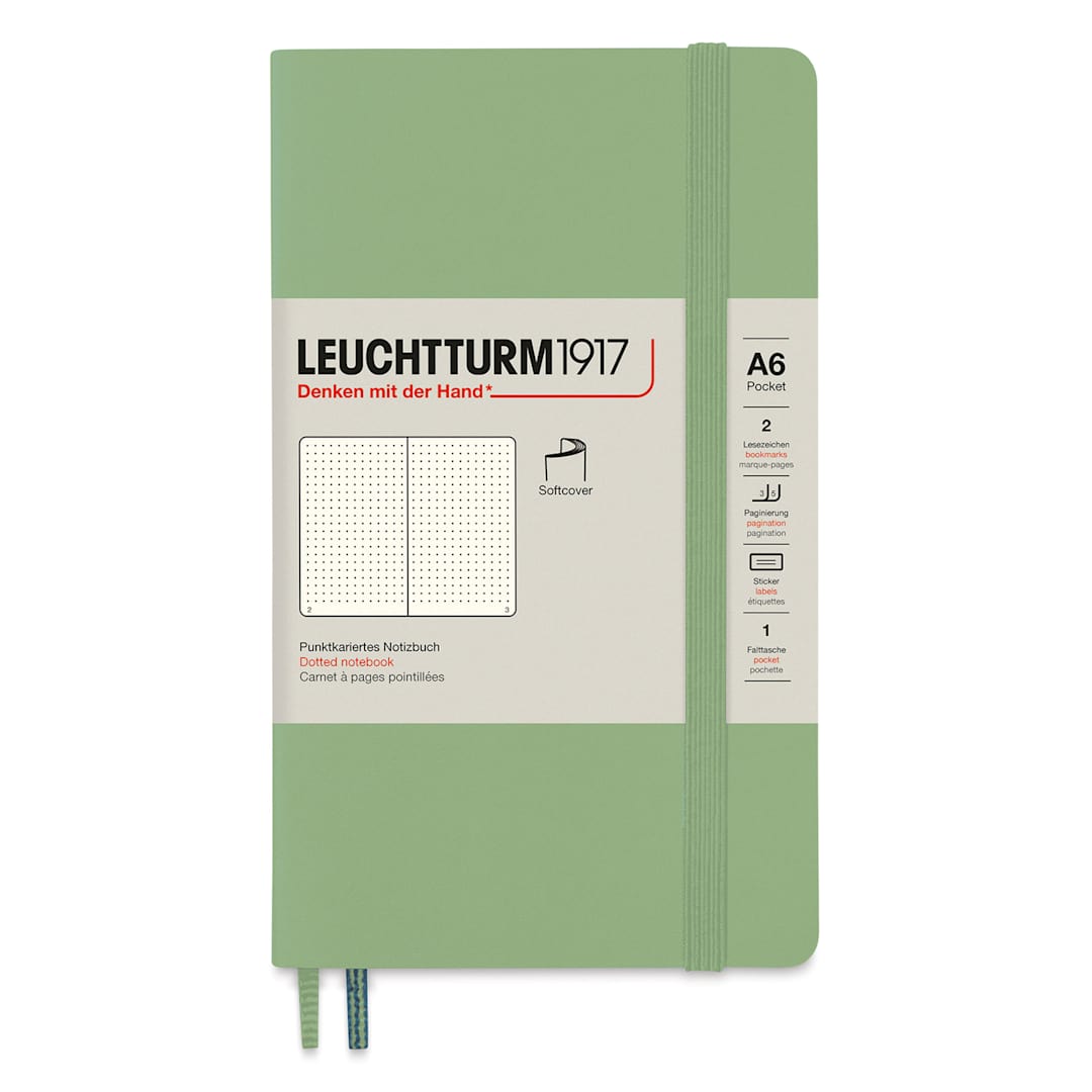 Open in modal - Leuchtturm1917 Dotted Softcover Notebook - Sage, 3-1/2" x 6"