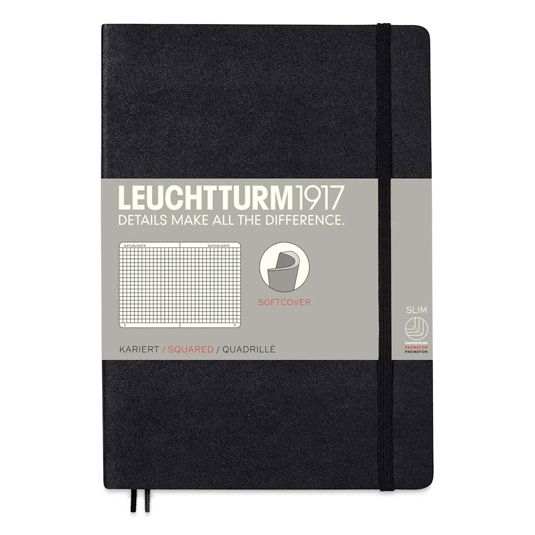 Open in modal - Leuchtturm1917 Squared Softcover Notebook - Black, 5-3/4" x 8-1/4"