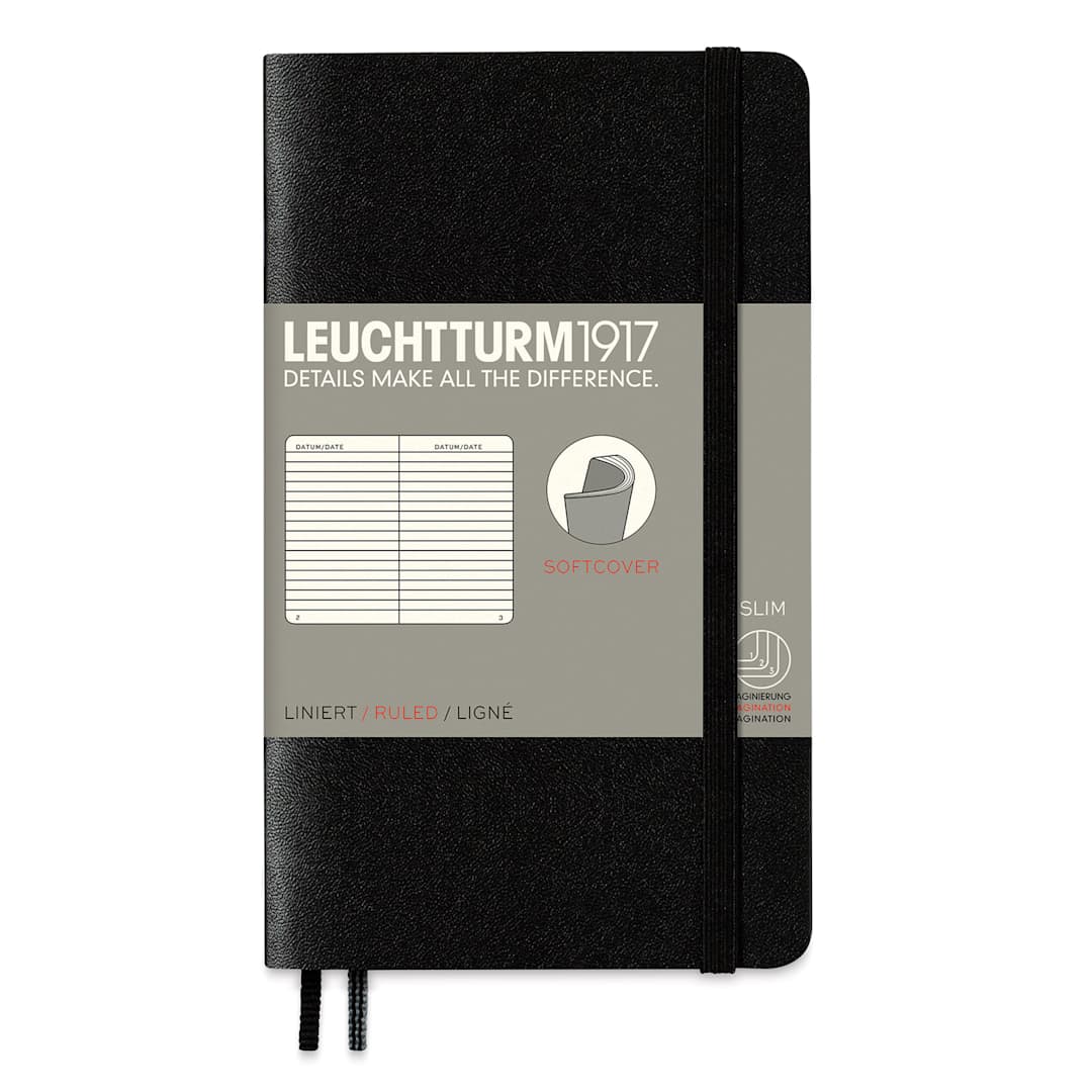 Open in modal - Leuchtturm1917 Ruled Softcover Notebook - Black, 3-1/2" x 6"