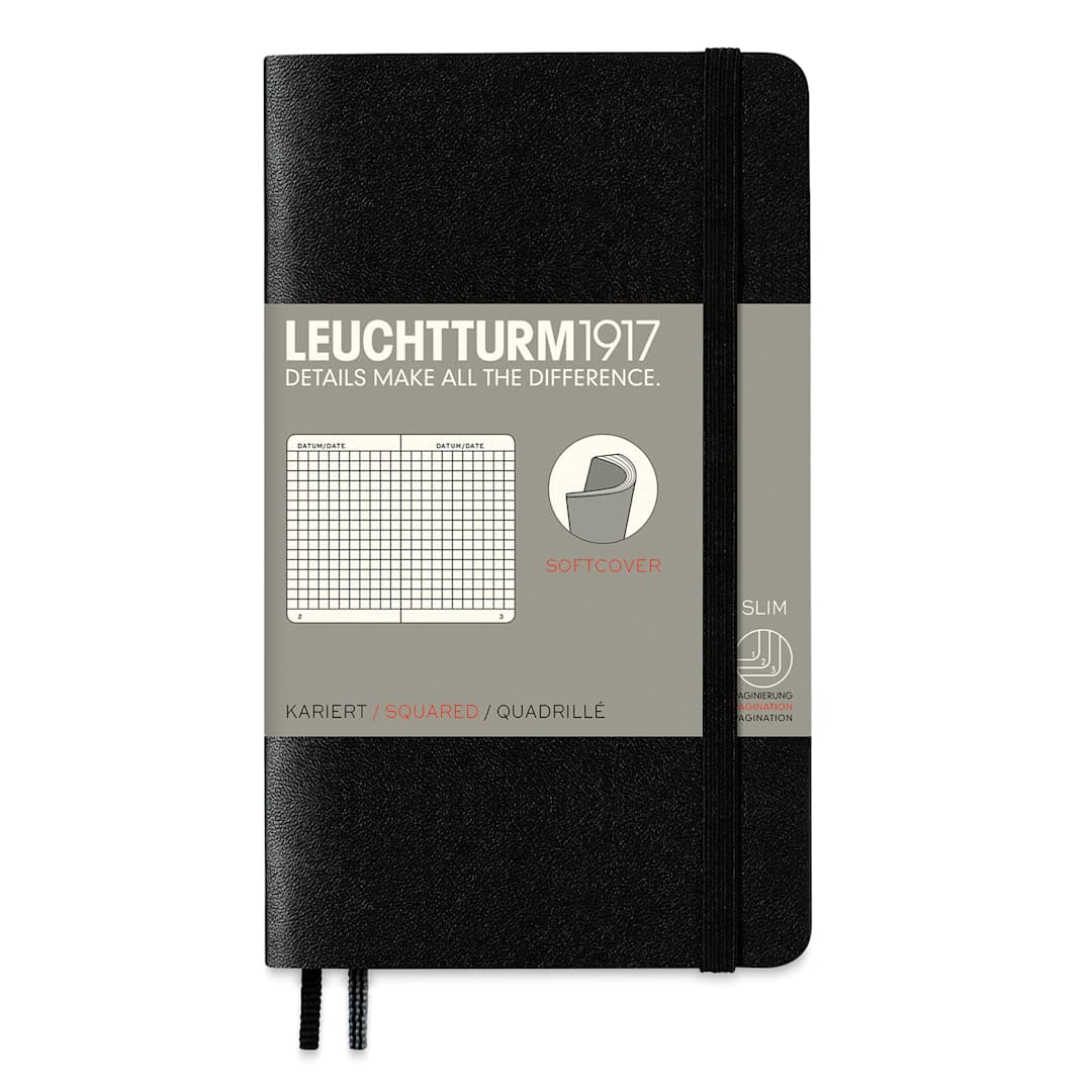 Open in modal - Leuchtturm1917 Squared Softcover Notebook - Black, 3-1/2" x 6"