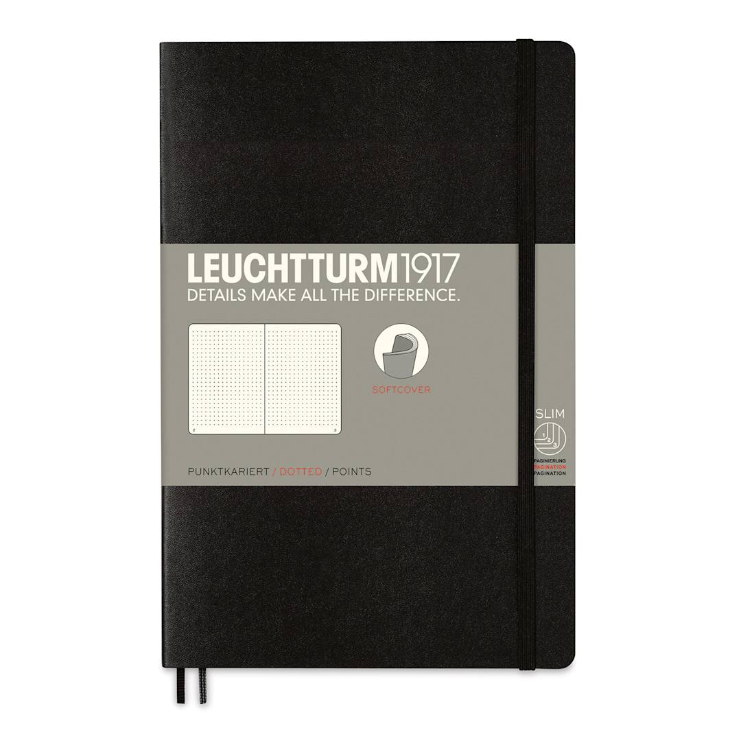 Open in modal - Leuchtturm1917 Dotted Softcover Notebook - Black, 5" x 7-1/2"