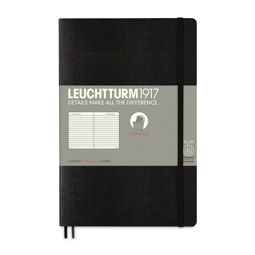 Open in modal - Leuchtturm1917 Ruled Softcover Notebook - Black, 5" x 7-1/2"