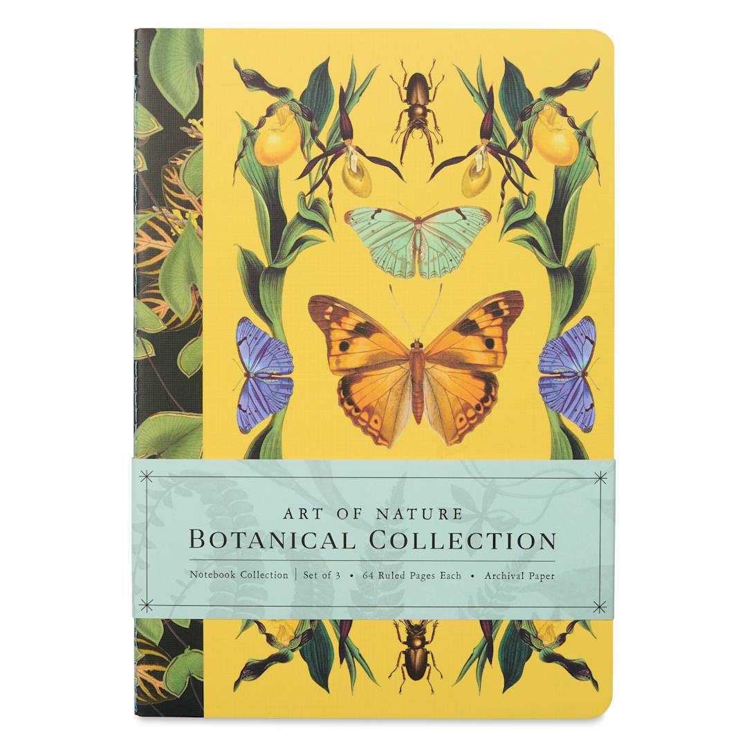 Open in modal - Art of Nature Sewn Notebook Set - Botanical, Set of 3, 6" x 8-1/2", 64 pages, butterflies front cover