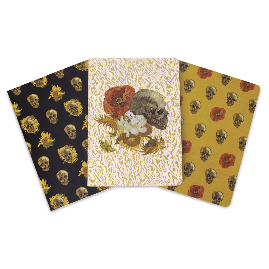 Open in modal - Van Gogh Skulls & Flowers Notebook Collection - 6" x 8-1/2", 64 Pages, Pkg of 3