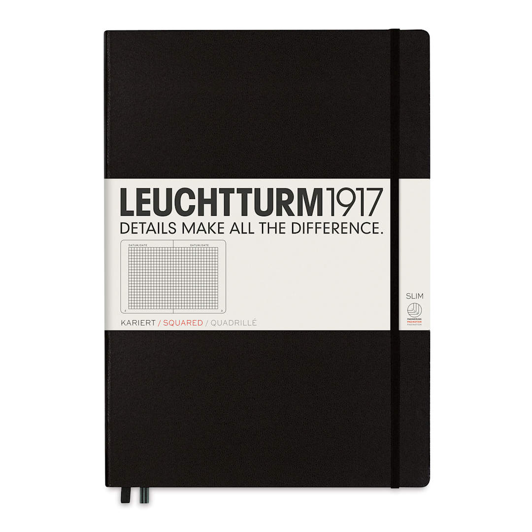 Open in modal - Leuchtturm1917 Squared Hardbound Notebook - Black, Master Slim, 8-3/4" x 12-1/2"