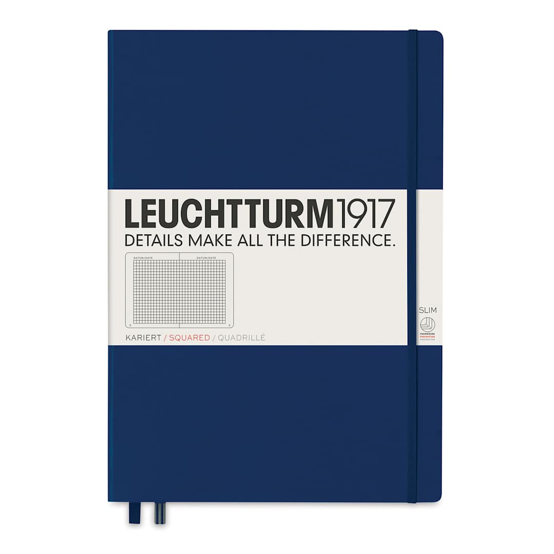 Open in modal - Leuchtturm1917 Squared Hardbound Notebook - Navy, Master Slim, 8-3/4" x 12-1/2"