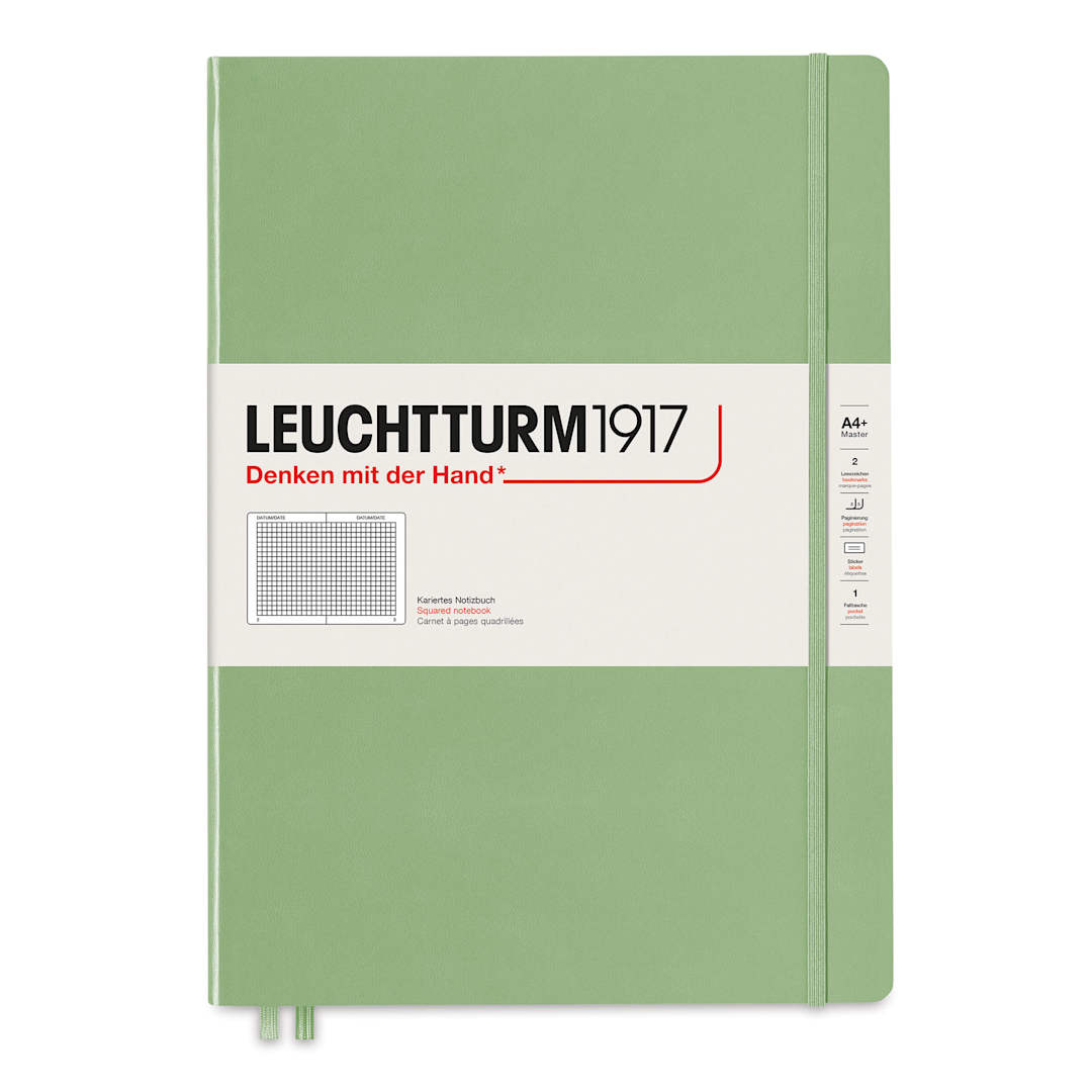 Open in modal - Leuchtturm1917 Squared Hardbound Notebook - Sage, Master Slim, 8-3/4" x 12-1/2"