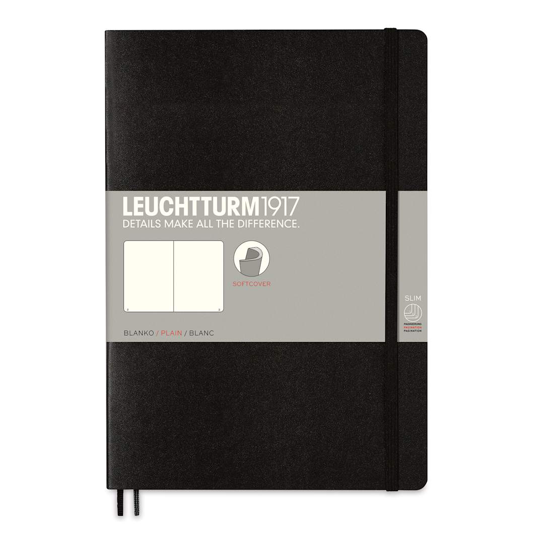 Open in modal - Leuchtturm1917 Blank Softcover Notebook - Black, 7" x 10"
