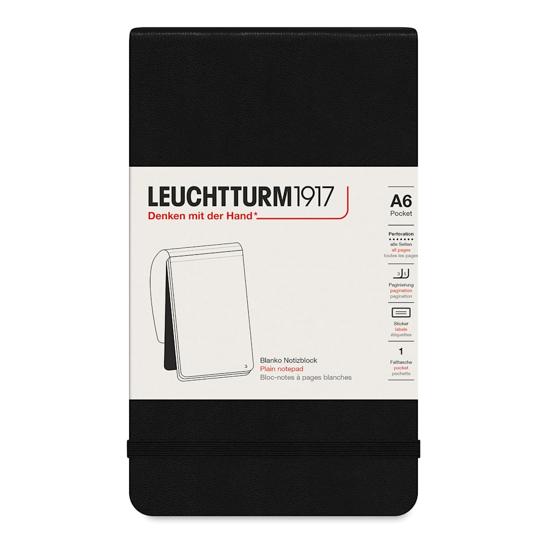 Open in modal - Leuchtturm1917 Pocket Notepad - Black, Blank, 3-1/2" x 6"
