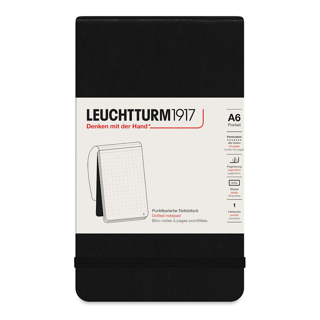 Open in modal - Leuchtturm1917 Pocket Notepad - Black, Dotted, 3-1/2" x 6"